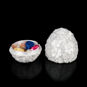 Blumen-Osterei mit Deckel – dekorative Geschenkbox aus PLA – 14 cm