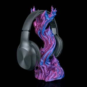 Skullflame | Gaming Headset Stand 24 cm – 3D gedruckter Kopfhörer Halter im Cyber/Demon Design – Desk Setup Upgrade