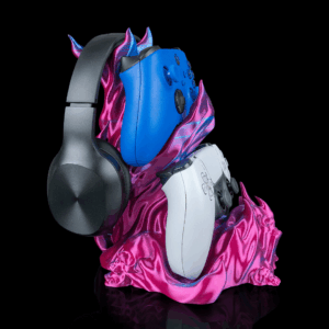 Spellcaster | Gaming Headset & Controller Halter – 3D gedruckter Desk Stand im Cyber/Demon Design – 24 cm Setup Upgrade