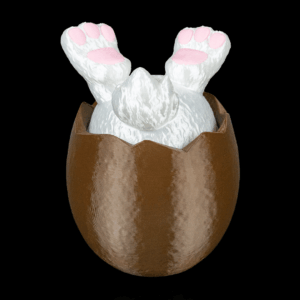 Osterei mit Hase – 13 cm Deko Ei mit abnehmbarem Deckel – Versteck für Süßigkeiten & kleine Geschenke